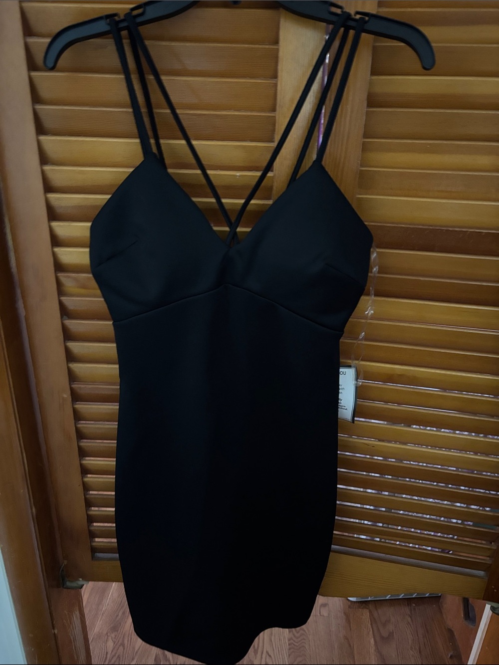 Sequin Hearts Black Strappy V-Neck Bodycon Dress